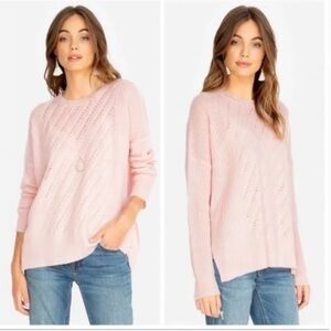 Baby pink Johnny Was cashmere/linen Etta sweater.